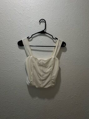 Lulu's Cream Structured Square-Neck Crop Top